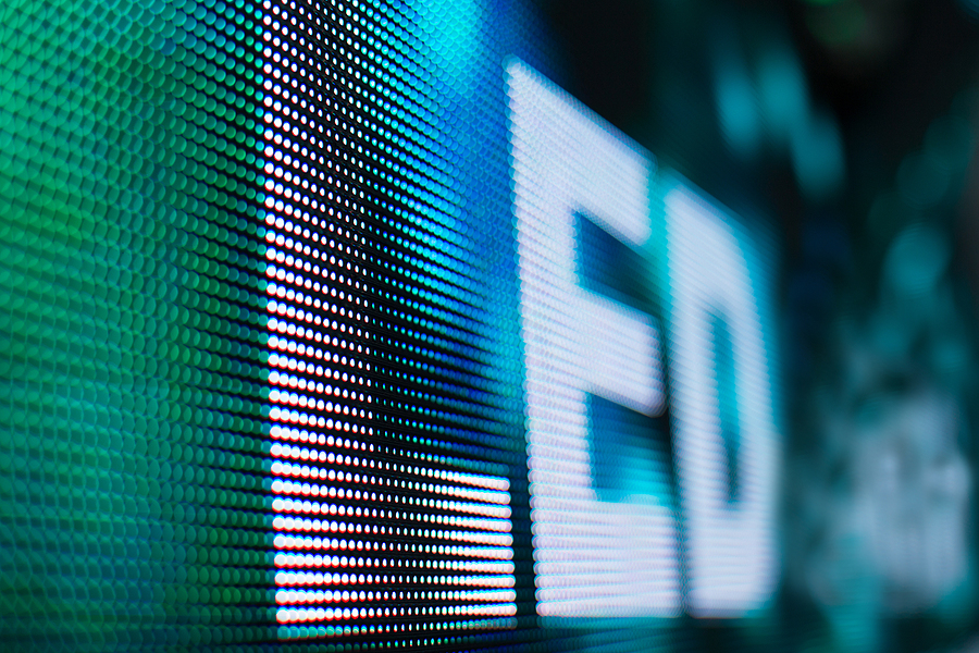 Bright Colored Led Smd Screen. Led Sign - Close-up Texture Abstr bright colored led screen panel